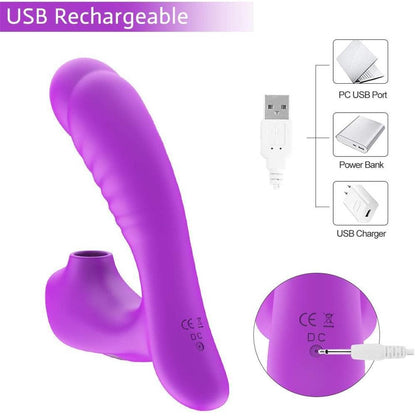 Soft Silicone Textured Shape Sucking Vibrating Dildo Toy