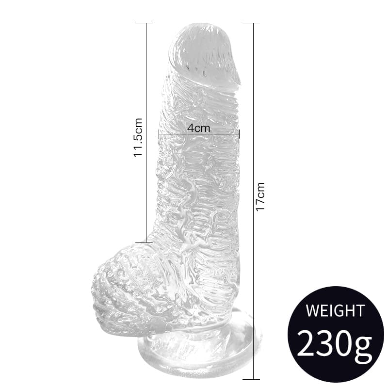 Realistic Molding Transparent Scrotum Dildo With Suction Stand