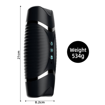Intelligent Heating Oral Vaginal Dual Head Vibrating Masturbator