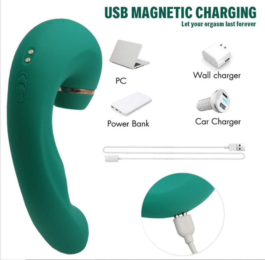 Green Emerald 3 In 1 Strong Pulsating Vibrating Sucking Vibrator