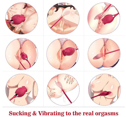 Rose And Leaf Silicone Female Clitoris Sucking Vibrator