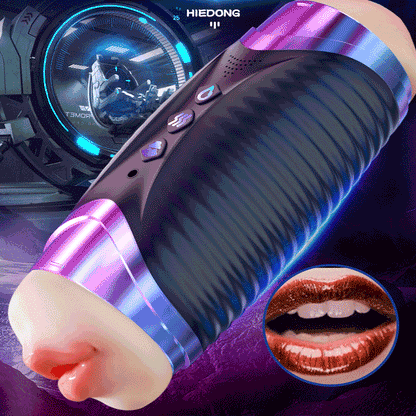 Intelligent Heating Oral Vaginal Dual Head Vibrating Masturbator