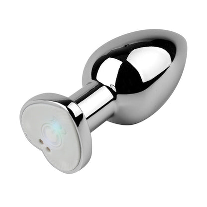 Dual Remote Colorful Heart Light Stainless Steel Anal Plug