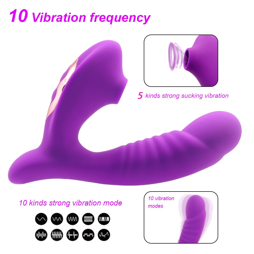 Soft Silicone Textured Shape Sucking Vibrating Dildo Toy