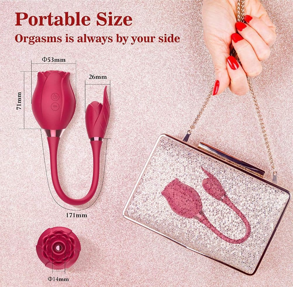 Rose And Leaf Silicone Female Clitoris Sucking Vibrator