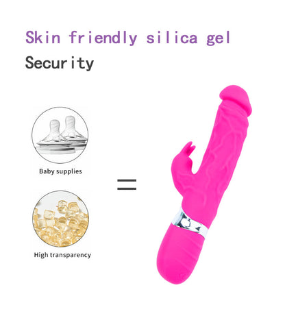 Classic Rabbit Ears Waterproof Silicone Penis Shape Vibrator