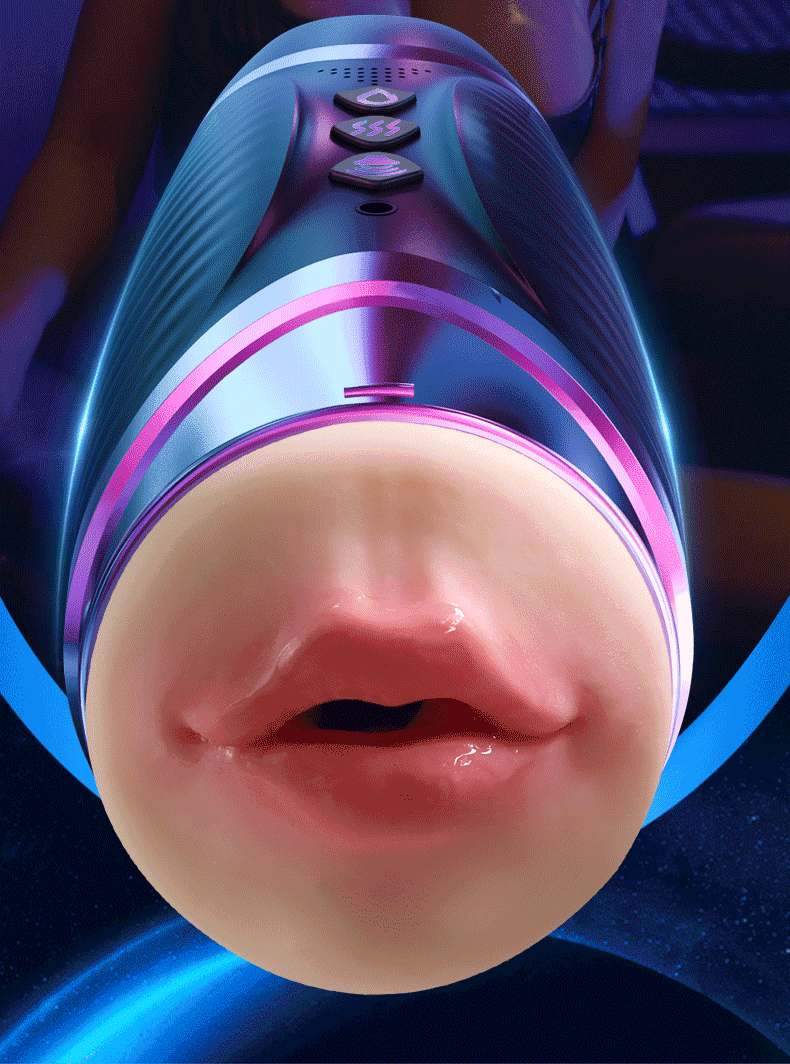 Intelligent Heating Oral Vaginal Dual Head Vibrating Masturbator