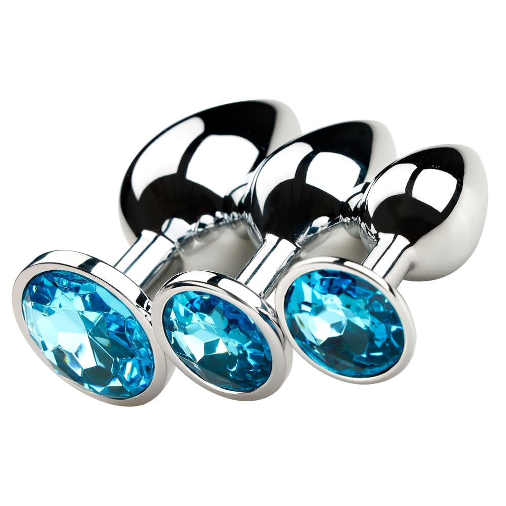Stainless Steel Blue Crystal Jewelry Erotic Anal Plug