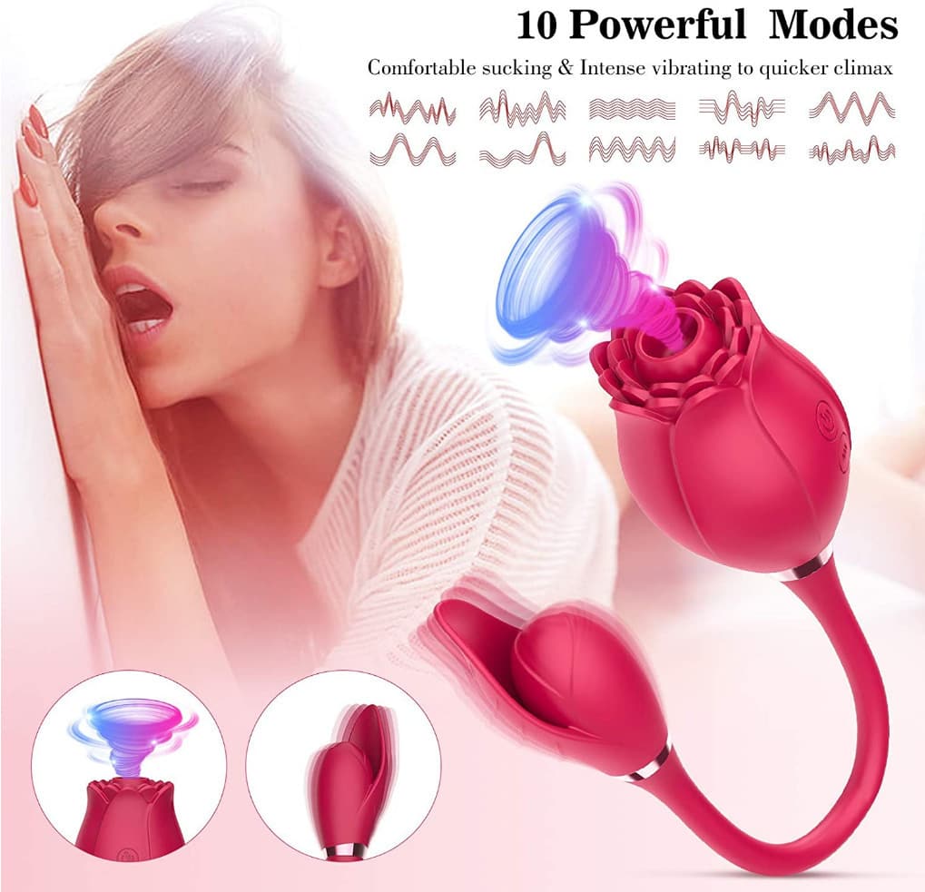 Rose And Leaf Silicone Female Clitoris Sucking Vibrator