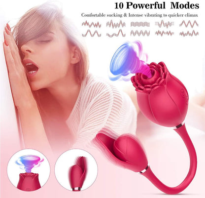 Rose And Leaf Silicone Female Clitoris Sucking Vibrator