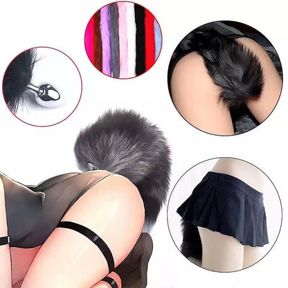 Sex Cosplay Small Size Foxtails Stainless Steel Anal Plug
