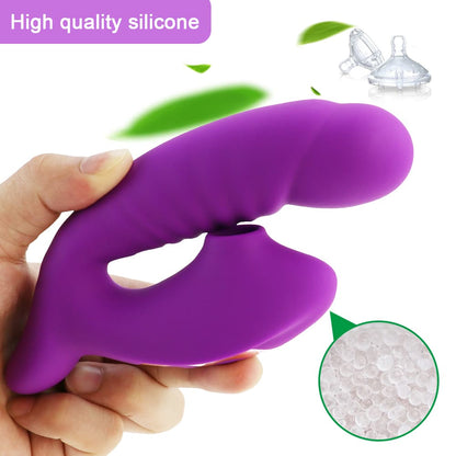 Soft Silicone Textured Shape Sucking Vibrating Dildo Toy