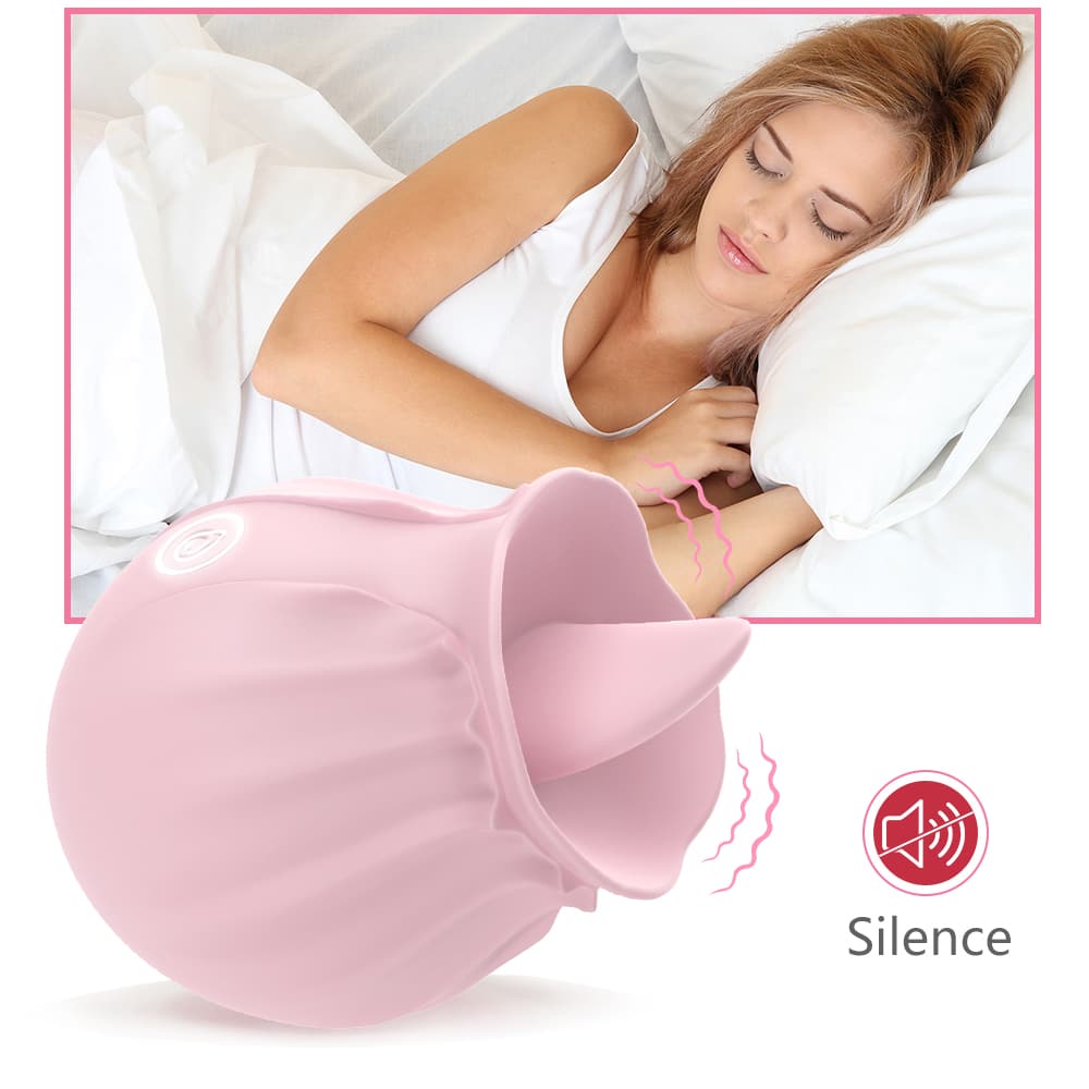Pink Rose Tongue Designed Magnetic Charging Licking Vibrator
