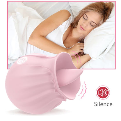 Pink Rose Tongue Designed Magnetic Charging Licking Vibrator