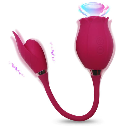 Rose And Leaf Silicone Female Clitoris Sucking Vibrator