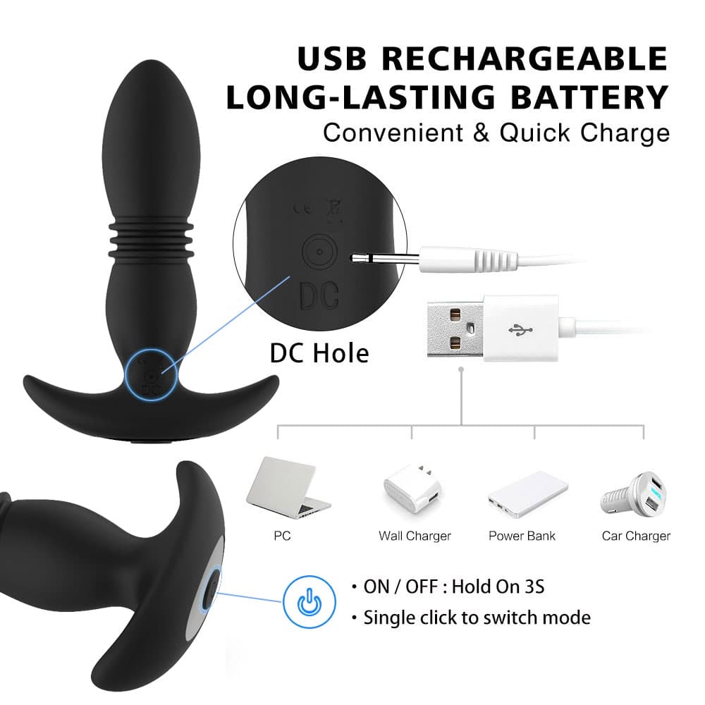 Multi Usages Vagina Stimulating Thrusting Vibrating Anal Plug