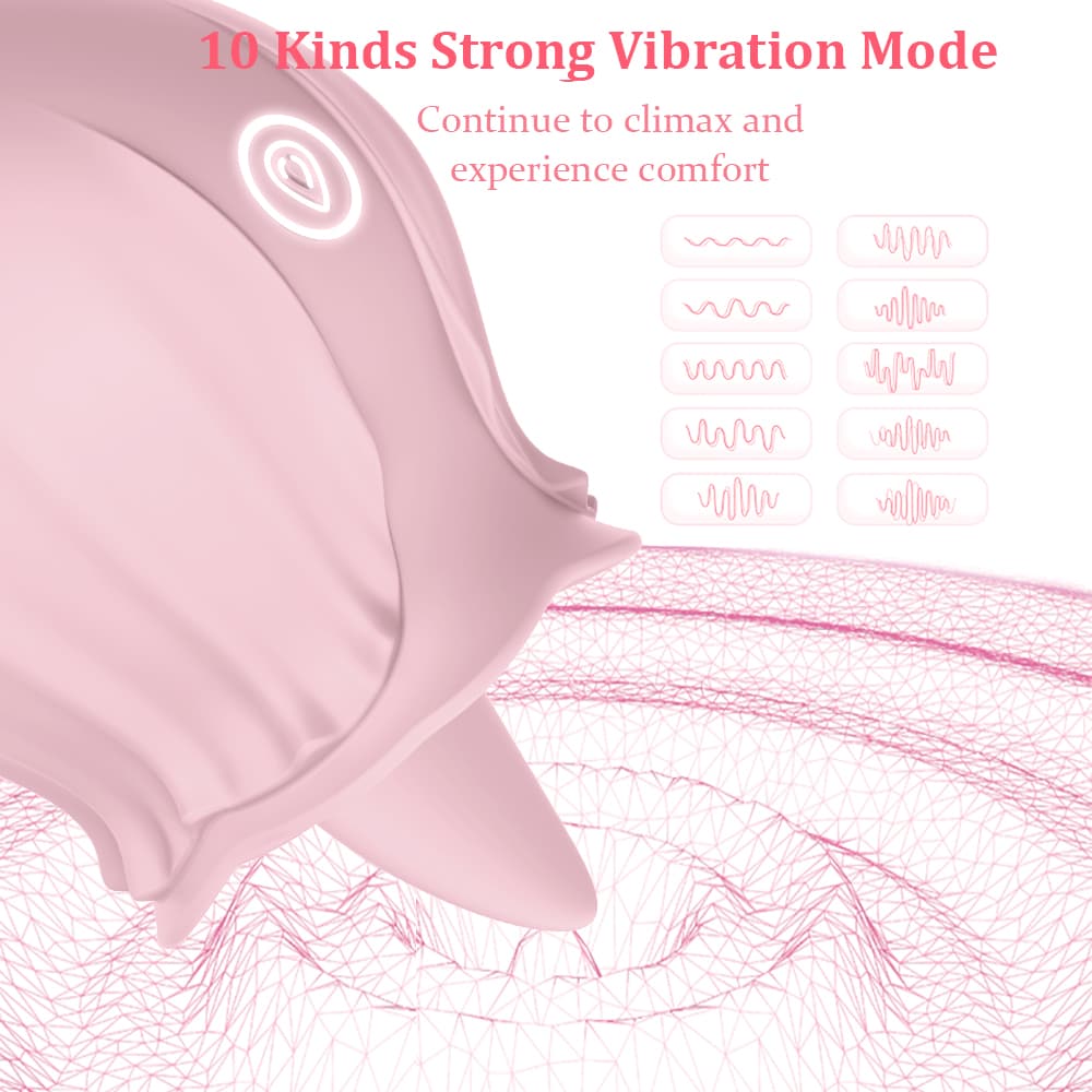 Pink Rose Tongue Designed Magnetic Charging Licking Vibrator