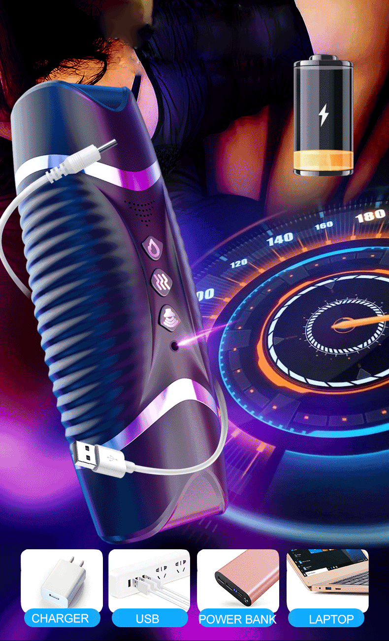 Intelligent Heating Oral Vaginal Dual Head Vibrating Masturbator