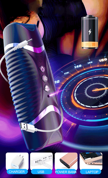 Intelligent Heating Oral Vaginal Dual Head Vibrating Masturbator