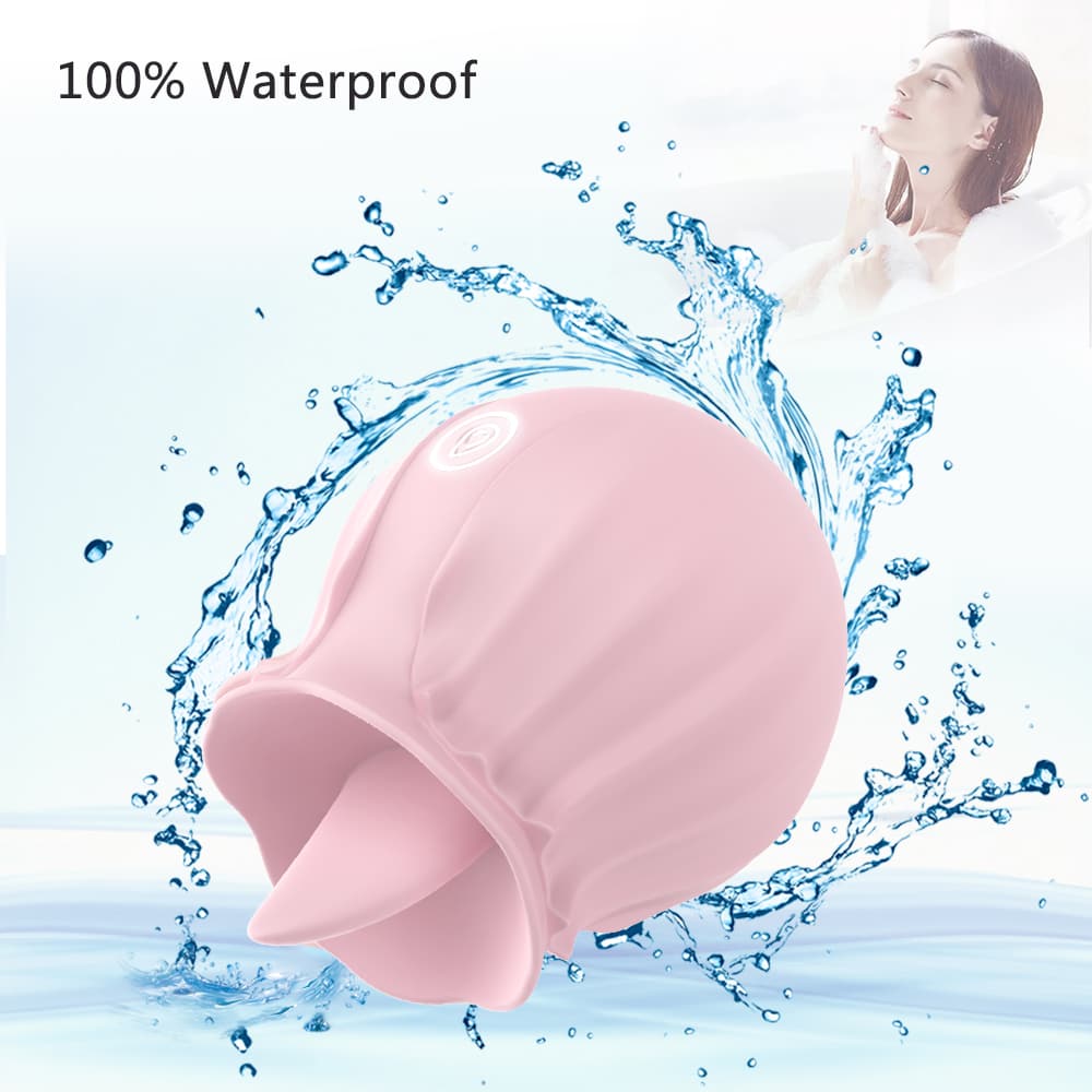 Pink Rose Tongue Designed Magnetic Charging Licking Vibrator