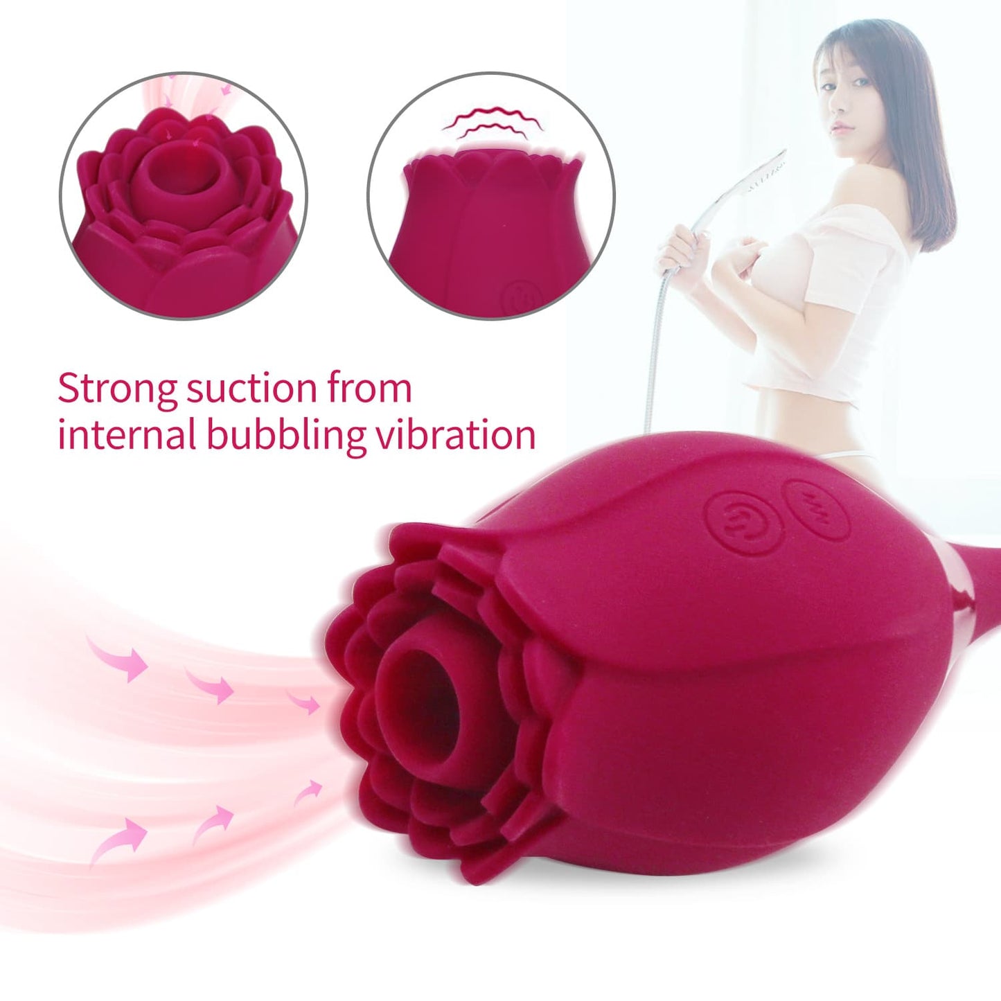 Rose And Leaf Silicone Female Clitoris Sucking Vibrator
