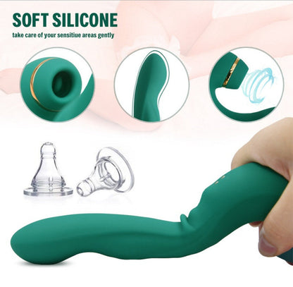 Green Emerald 3 In 1 Strong Pulsating Vibrating Sucking Vibrator