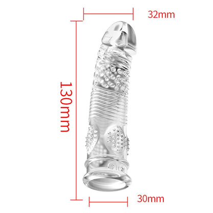 Transparent Reusable Stimulating Condom Penis Sleeve