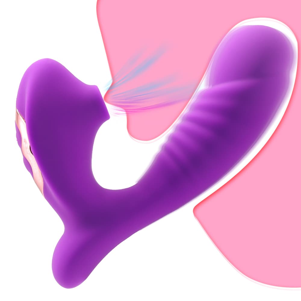 Soft Silicone Textured Shape Sucking Vibrating Dildo Toy