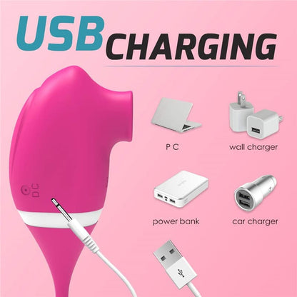 Easy Operating Waterproof Dual Pleasures Sucking Vibrator