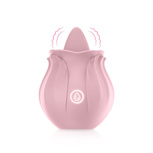 Pink Rose Tongue Designed Magnetic Charging Licking Vibrator