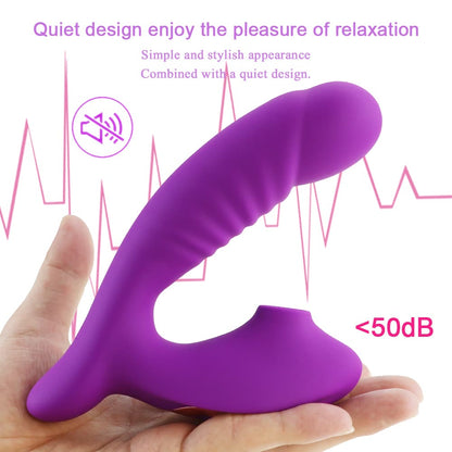 Soft Silicone Textured Shape Sucking Vibrating Dildo Toy