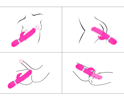 Classic Rabbit Ears Waterproof Silicone Penis Shape Vibrator