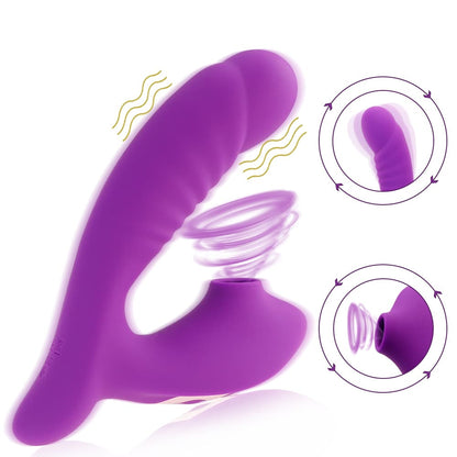 Soft Silicone Textured Shape Sucking Vibrating Dildo Toy