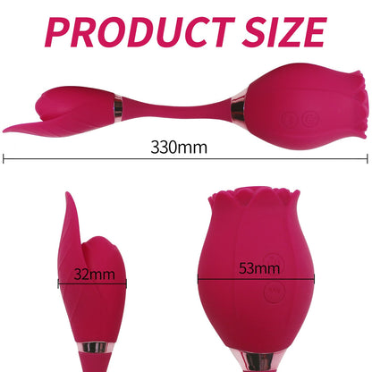Rose And Leaf Silicone Female Clitoris Sucking Vibrator