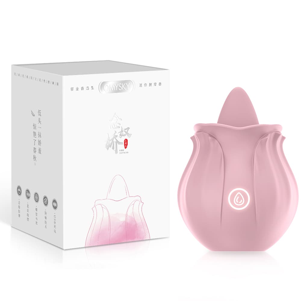 Pink Rose Tongue Designed Magnetic Charging Licking Vibrator