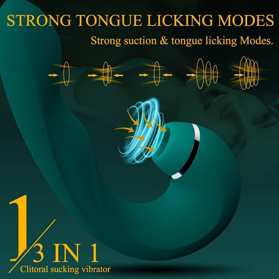 Green Emerald 3 In 1 Strong Pulsating Vibrating Sucking Vibrator