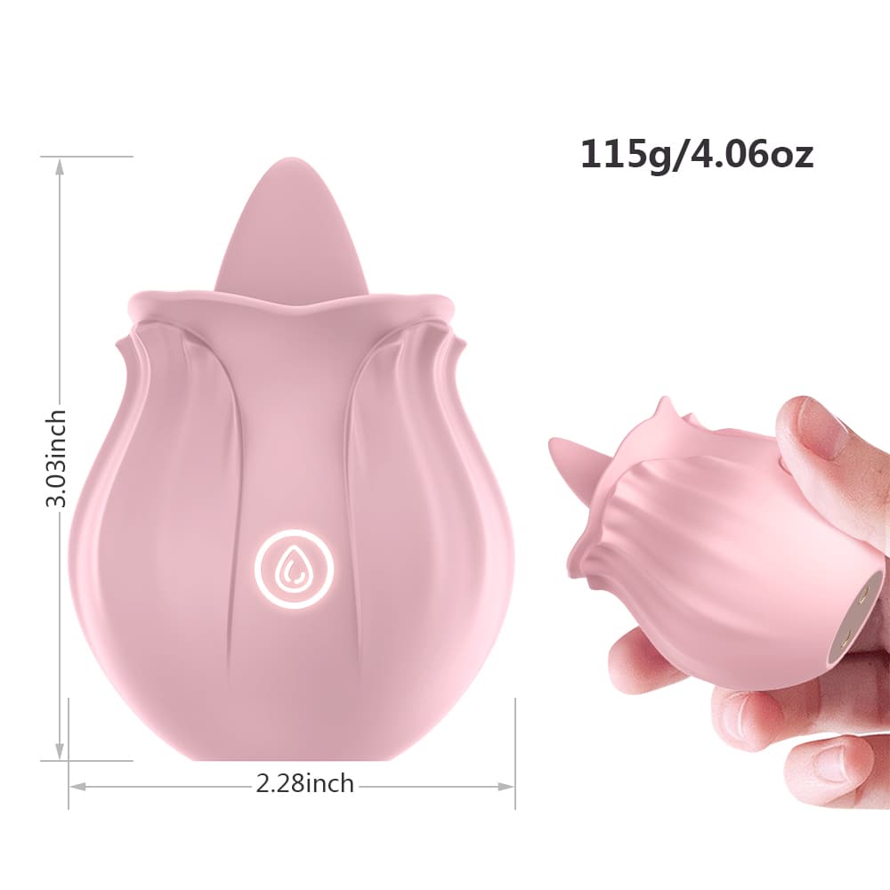Pink Rose Tongue Designed Magnetic Charging Licking Vibrator