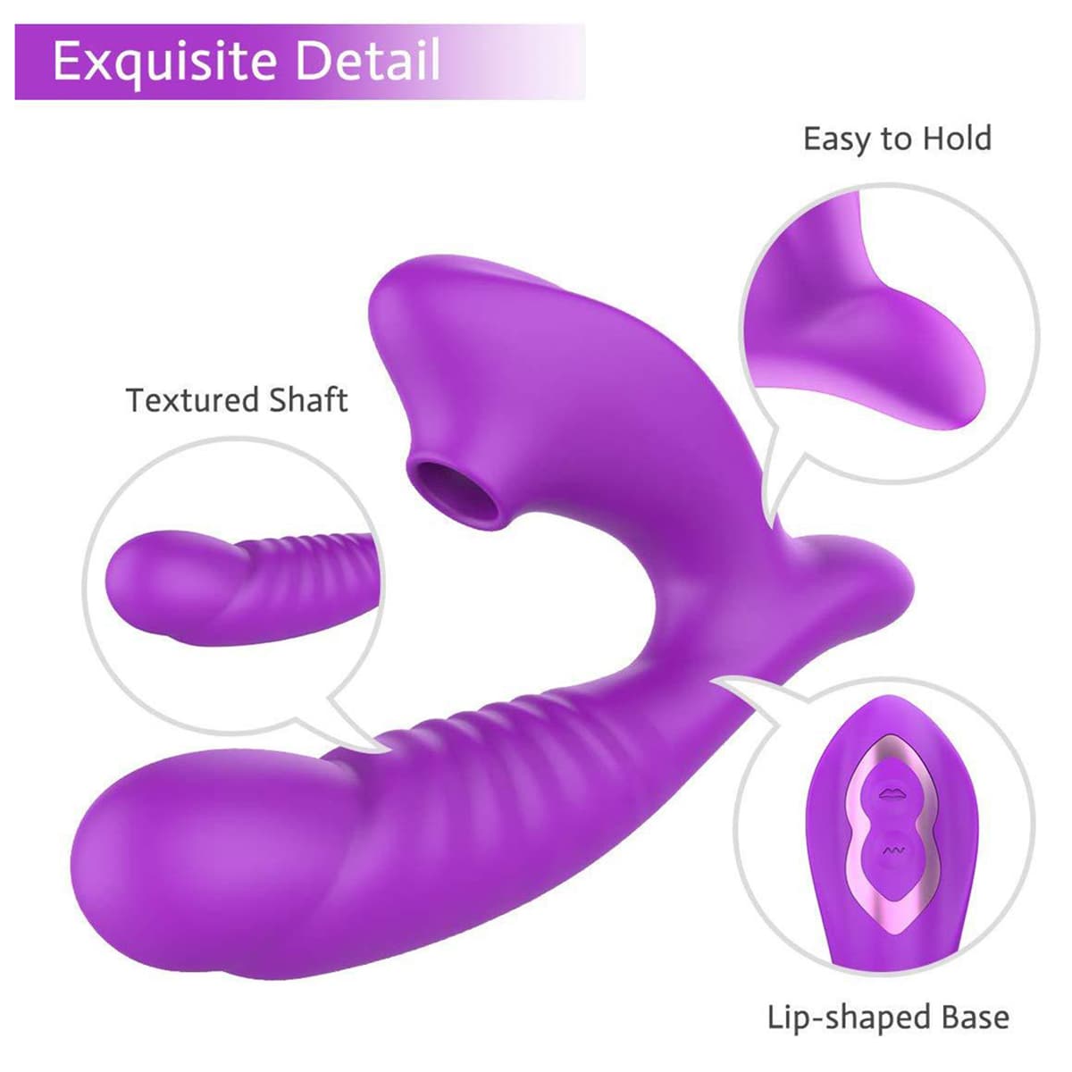 Soft Silicone Textured Shape Sucking Vibrating Dildo Toy
