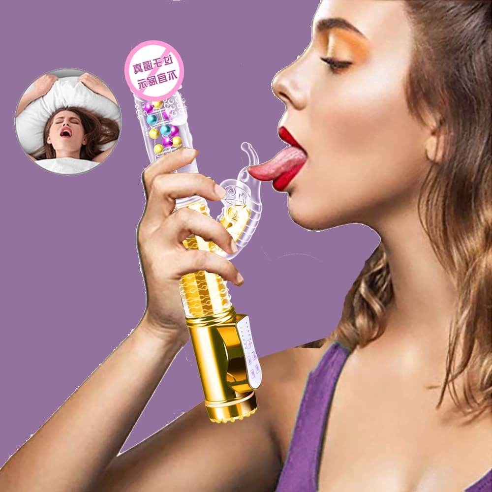 Telescopic Rotation Clitoris Stimulating Dildo Vibrator