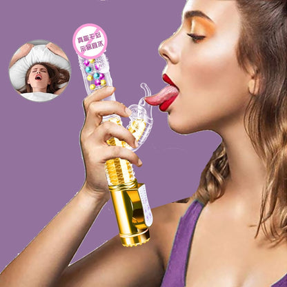 Telescopic Rotation Clitoris Stimulating Dildo Vibrator